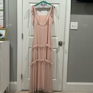 After Six Blush Tiered Bridesmaid / Wedding Guest Dress w faux tie straps